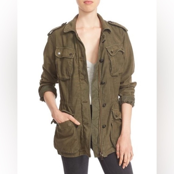 Free People Not Your Brother’s Surplus Cargo Jacket in Olive Green Size S - Picture 3 of 15